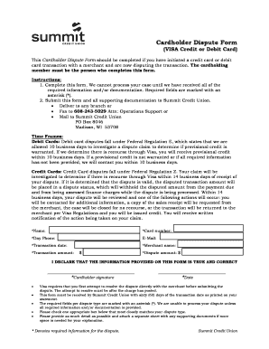 Credit Union Dispute Form