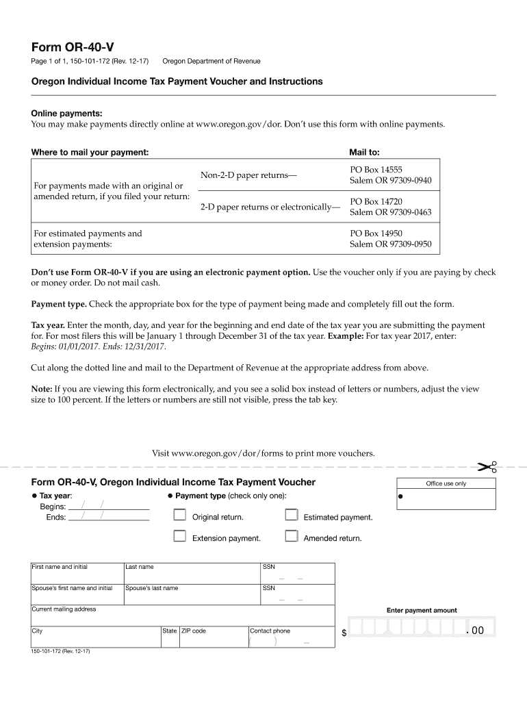  Form or 40 V Oregon 2019