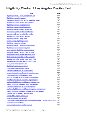 Eligibility Worker Sample Test Answers  Form