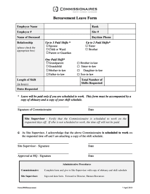 Bereavement Leave Form