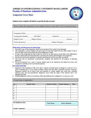 Diu Assignment Cover Page DOCX  Form