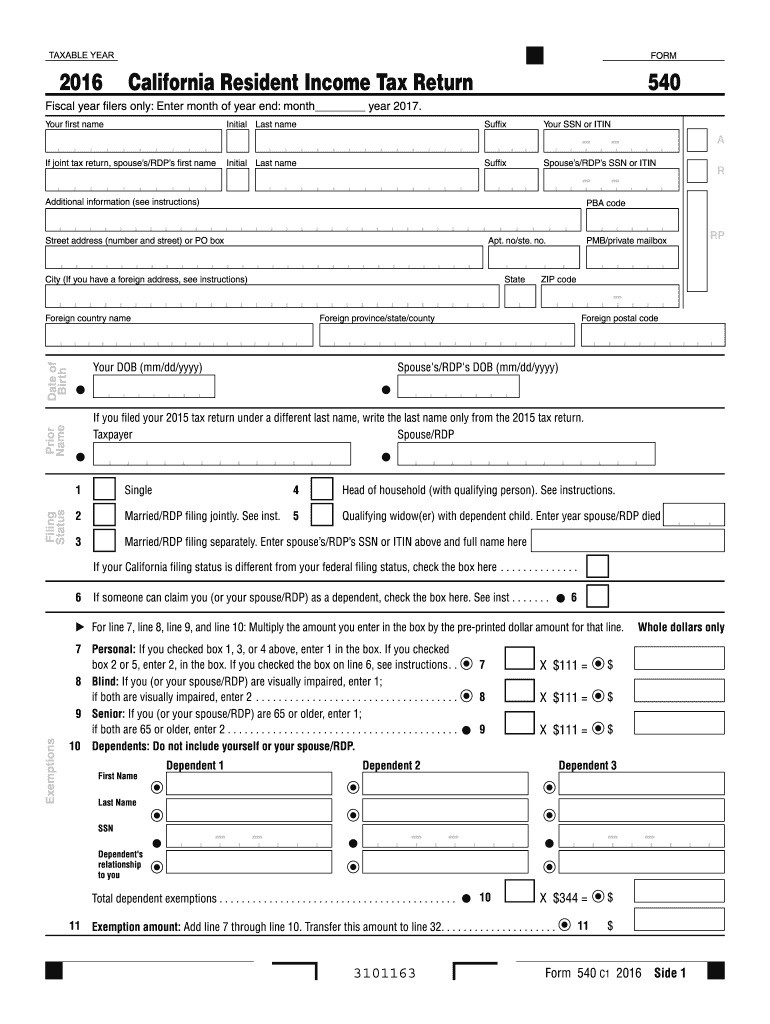  Form California Tax 2016