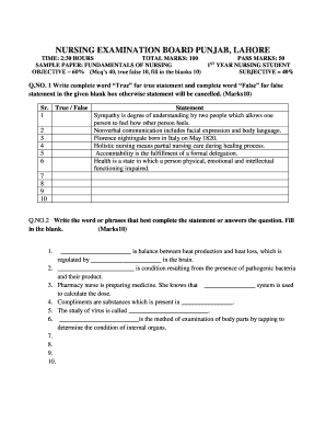 Nursing Past Papers PDF  Form