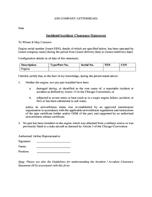 Non Incident Statement Sample  Form