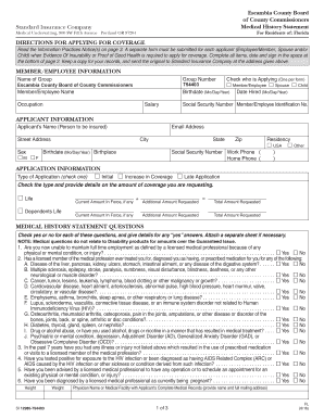 Medical History Statement Escambia County Board of County Commissioners, 12985 754403 PDF GR 80382  Form
