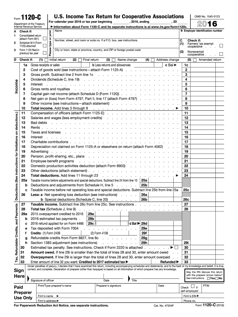  Form 1120 C 2016