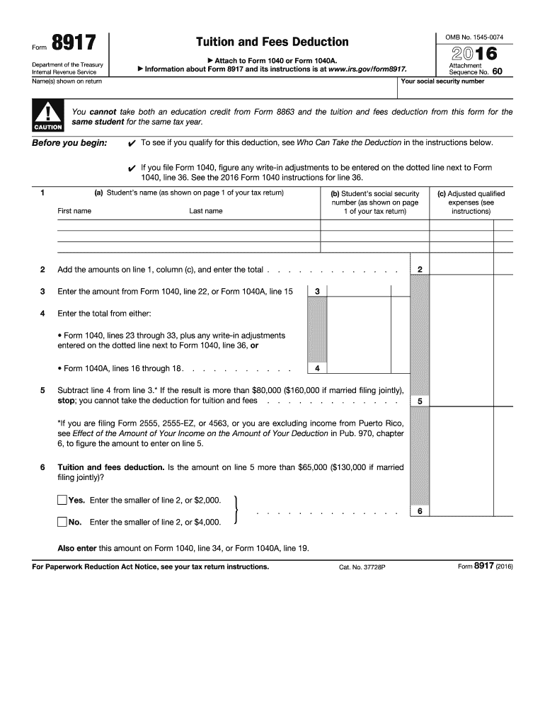 Get and Sign F8917  Form 2016