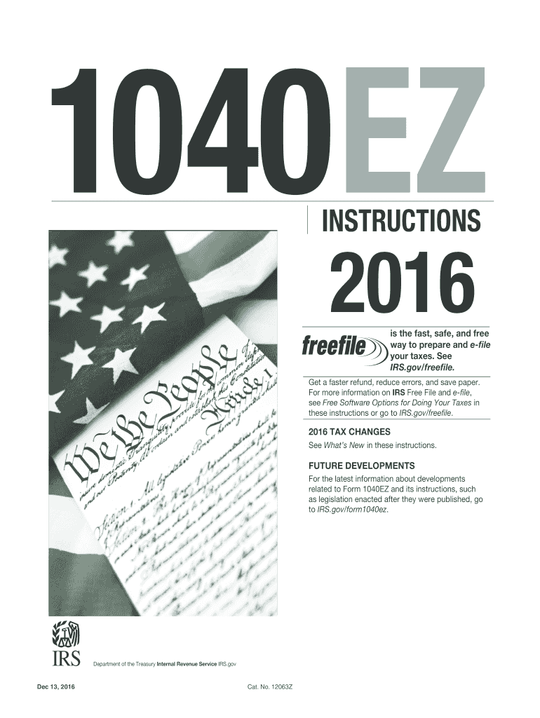  1040ez Instructions  Form 2016