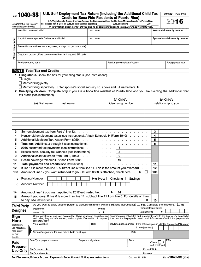  Form 1040 2016