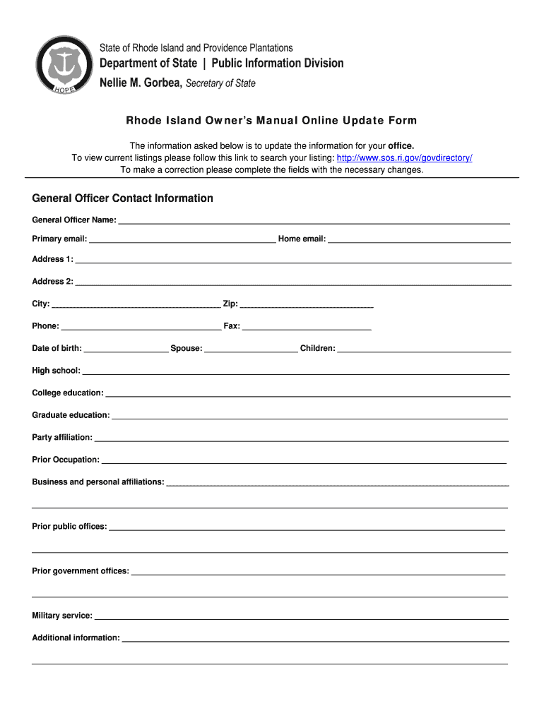 RIGOM General Office Personal Data Form