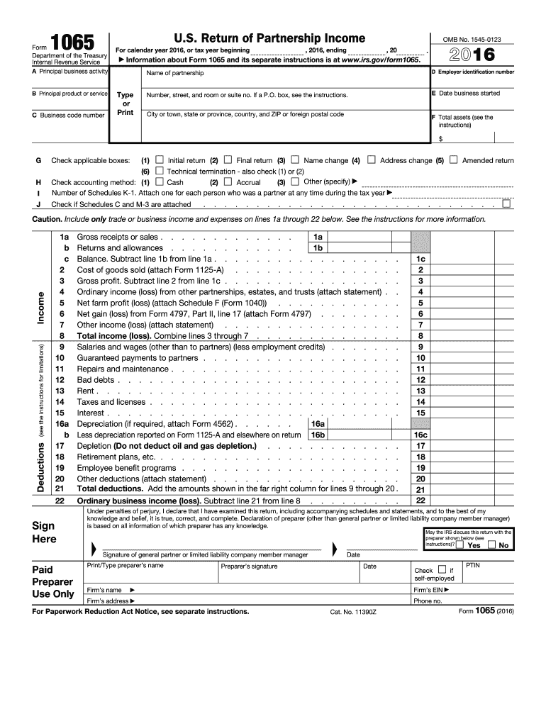  1065 Form 2016