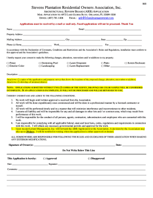 Stevens Plantation Residential Owners Association  Form
