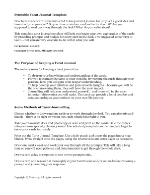Tarot Journal PDF  Form