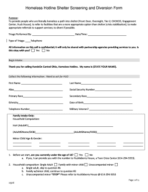 Homeless Intake Form