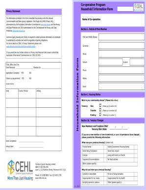 Co Operative Program Household Information Form