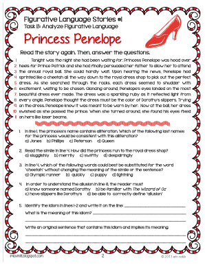 Princess Penelope Figurative Language Answers  Form