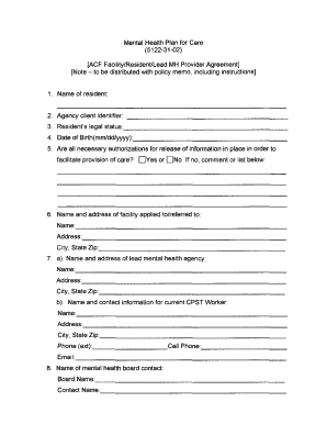 Mental Health Plan for Care 5122 31 02 Ohio Department of  Form