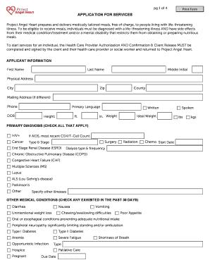 Project Angel Application  Form