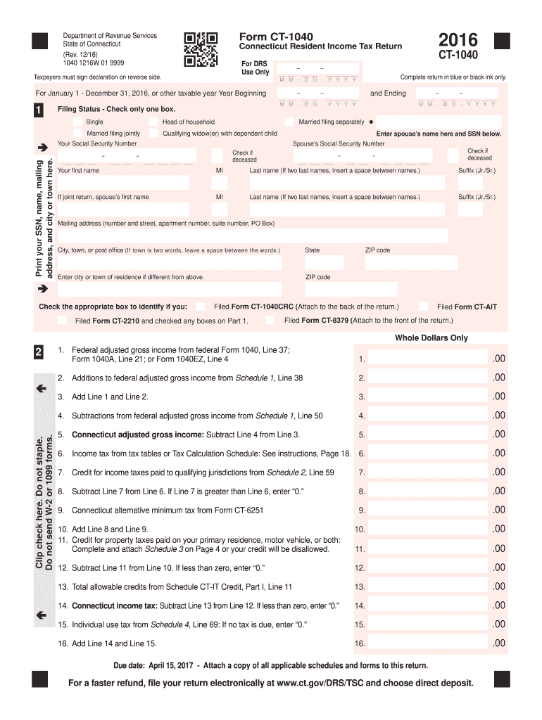  Ct 1040  Form 2016