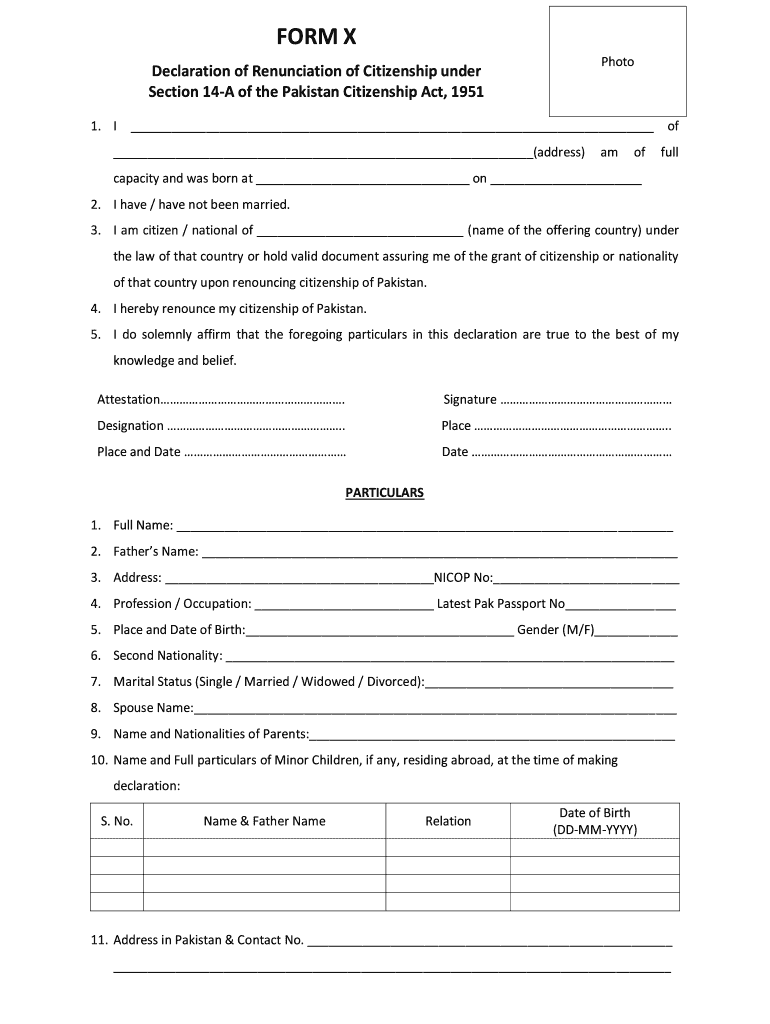 Section 14 a of the Pakistan Citizenship Act, 1951  Form