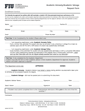 Fiu Academic Amnesty  Form