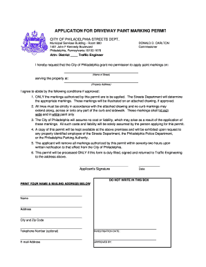 Philadelphia Driveway Permit  Form