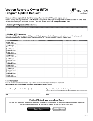 Vectren Revert to Owner RTO  Form