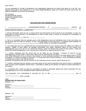 Declaration Cum Undertaking  Form