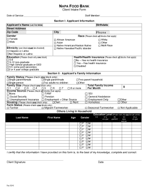 Church Food Pantry Forms