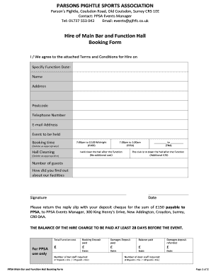 Hall Booking Form