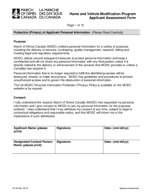  Home and Vehicle Modification Program Applicant Assessment 2016-2024