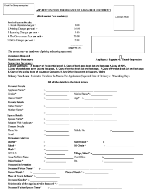 Legal Heir Application Format