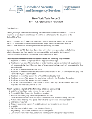 New York Task Force 2  Form