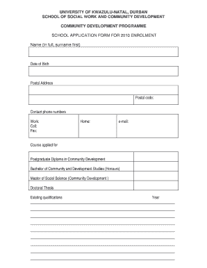 Ukzn Application Form PDF