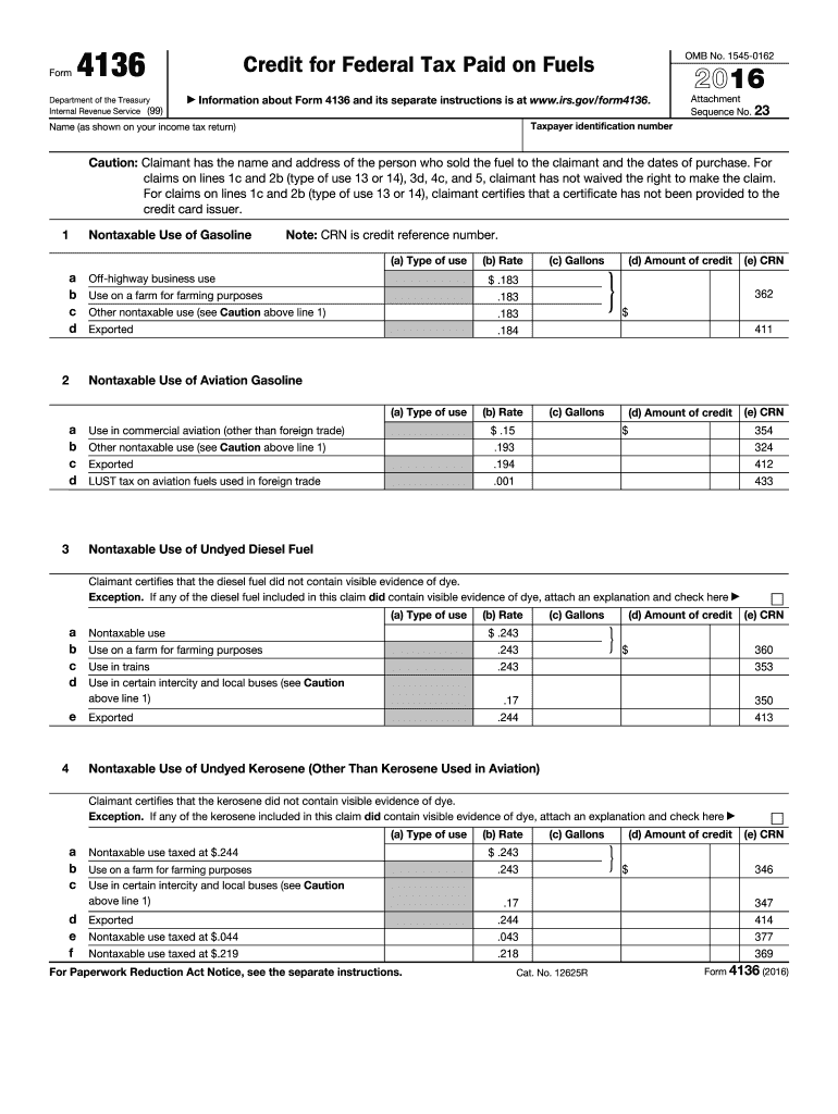  Form 4136 2016