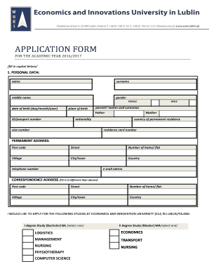 Wsei Application Form