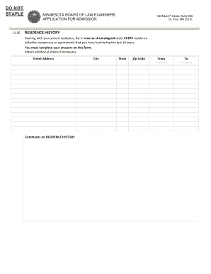 Residence History Form