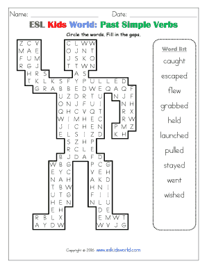 Name Date ESL Kids World Past Simple Verbs N a H a K D  Form