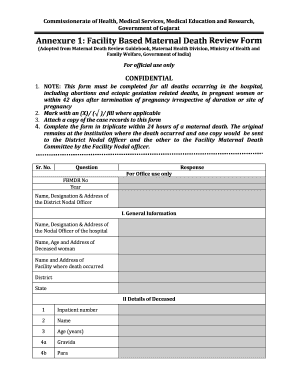 Maternal Death Reporting Format