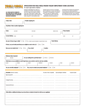 Yogli Mogli Job Application  Form