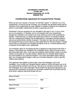 Confidentiality Statement Therapy  Form