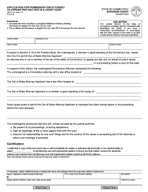 Connecticut Pro Hac Vice  Form