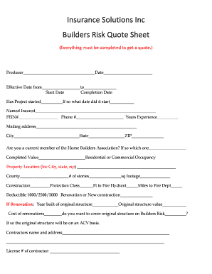 Builders Risk Quote  Form