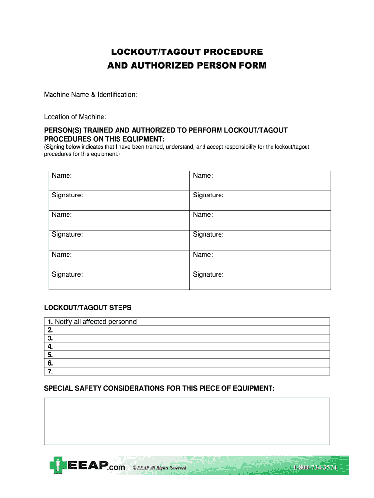 Lockout Tagout Procedure Template Word Form - Fill Out and Sign ...