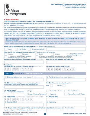 VISIT and SHORT TERM STAY VAF1A APRIL  Form