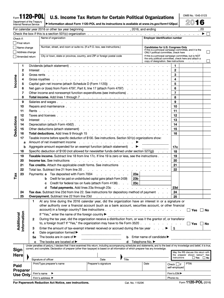  Form 1120 2016