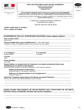 DECLARATION PREALABLE DE DETACHEMENT  Form