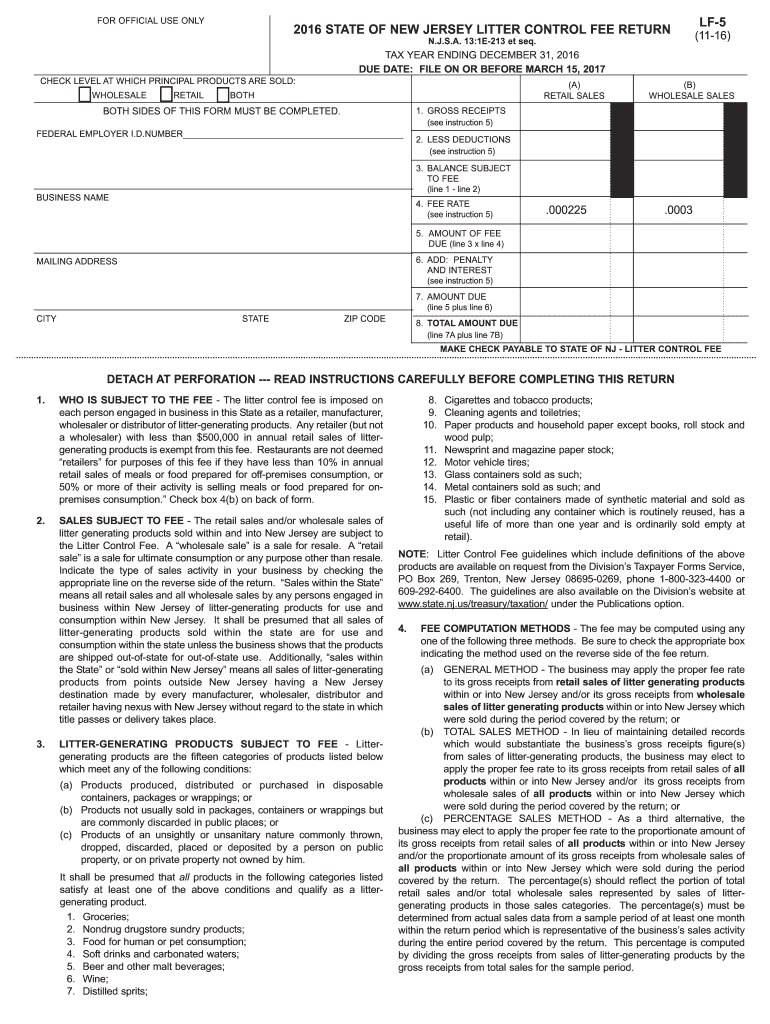  Lf 5  Form 2016