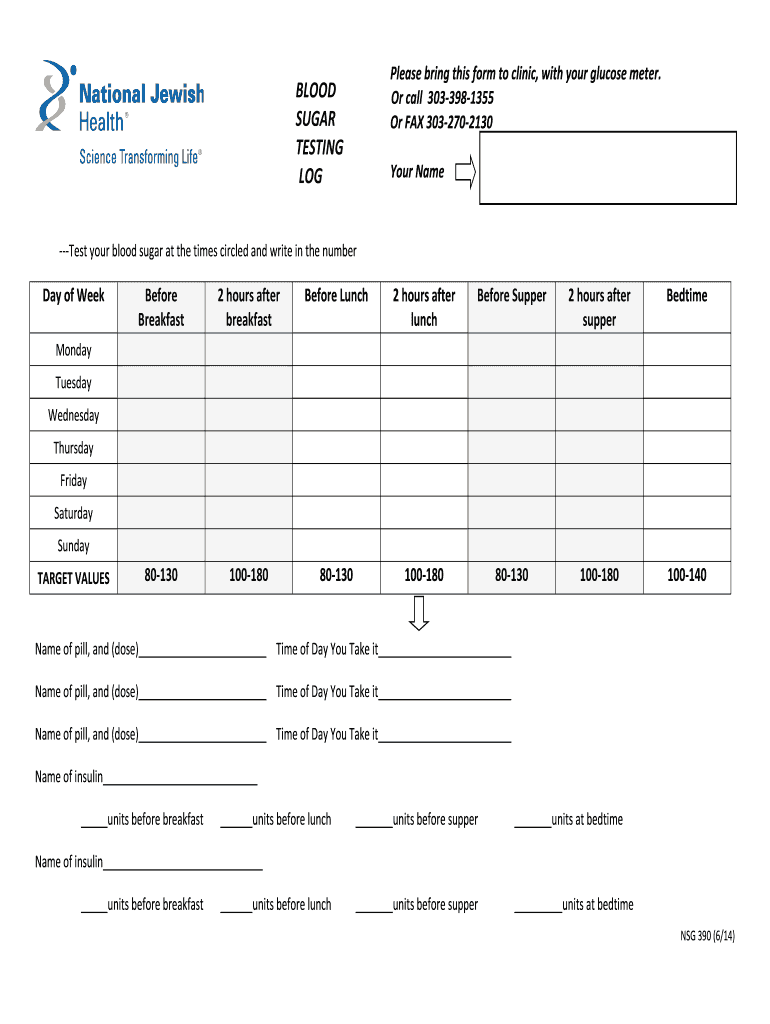  Sugar Testing Log 2014