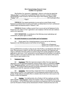 Equipment and Laboratory Agreement  Form